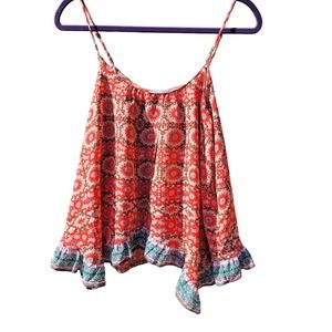 Patrons of Peace Women's Femme Flowy Ruffled Tank Size L